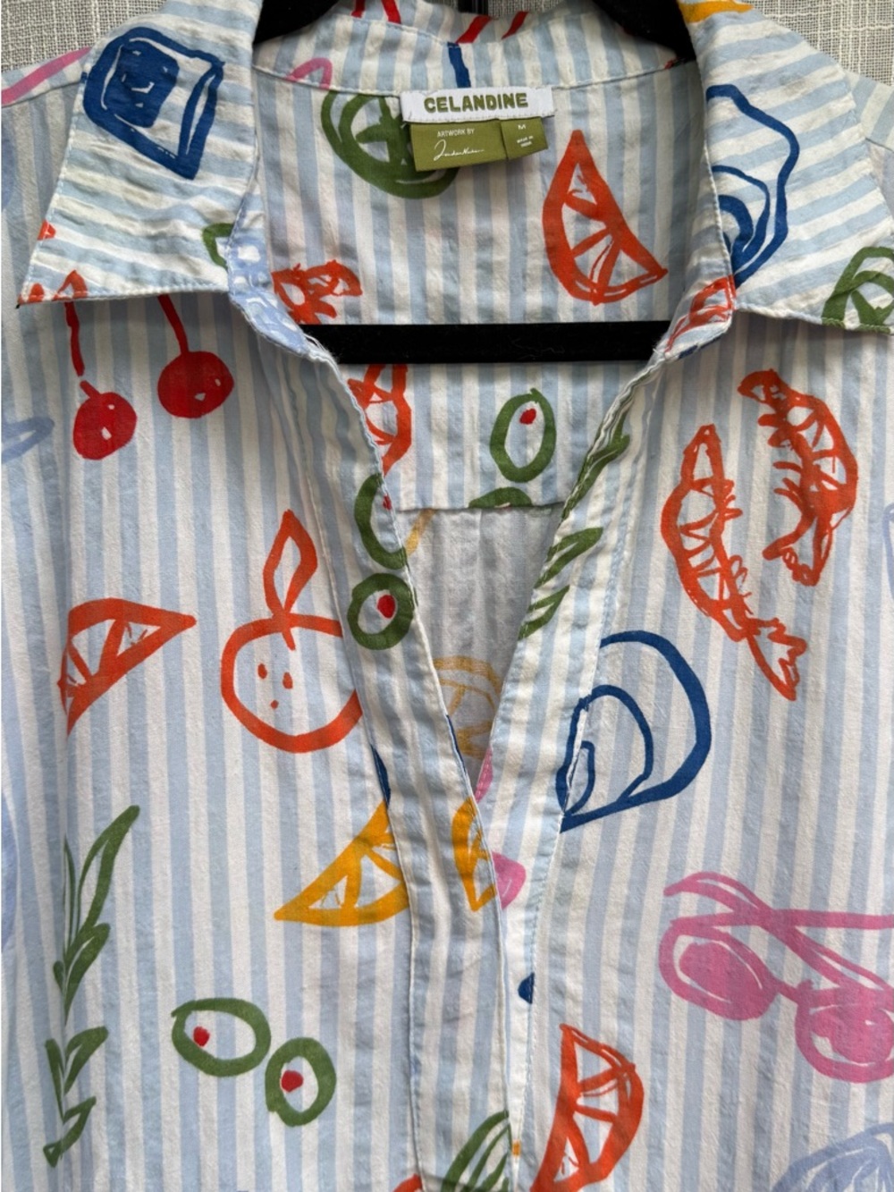 Celandine Painted Citrus Print Button-Up Top - Picture 8 of 10